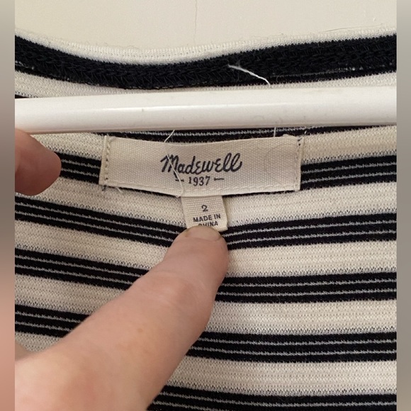 Madewell 1937 Black & White Striped Fit and Flare Dress, size 2 - Picture 3 of 4